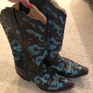 Turquoise and Brown Corral Boots